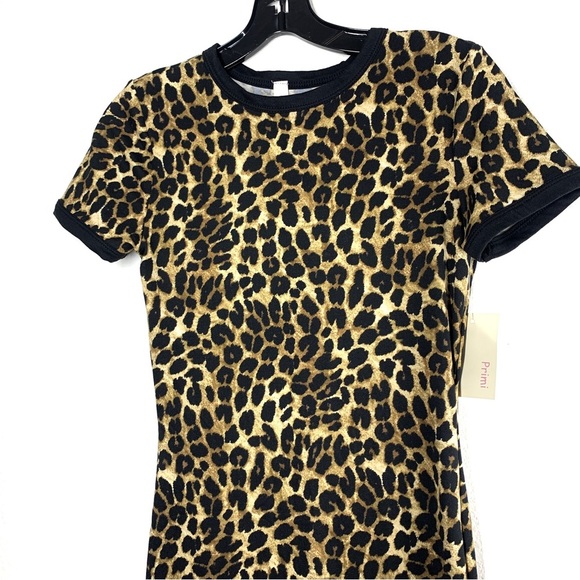 Short Sleeve Leopard Print Bodycon Fitted Mini Dress - Picture 2 of 5